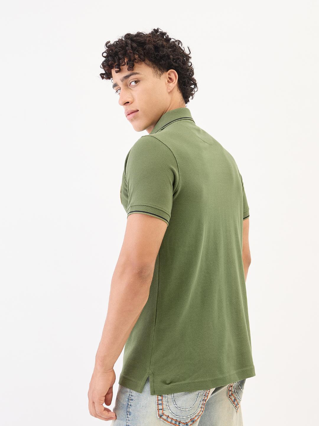 True Religion Men Green Solid Polo Tshirt