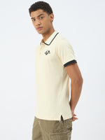 True Religion Men Beige Solid Polo Tshirt