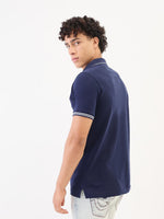 True Religion Men Blue Solid Polo Tshirt