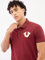 True Religion Men Red Solid Polo Tshirt