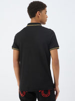 True Religion Men Black Solid Polo Tshirt