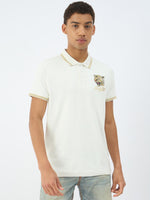 True Religion Men Cream Solid Polo Tshirt
