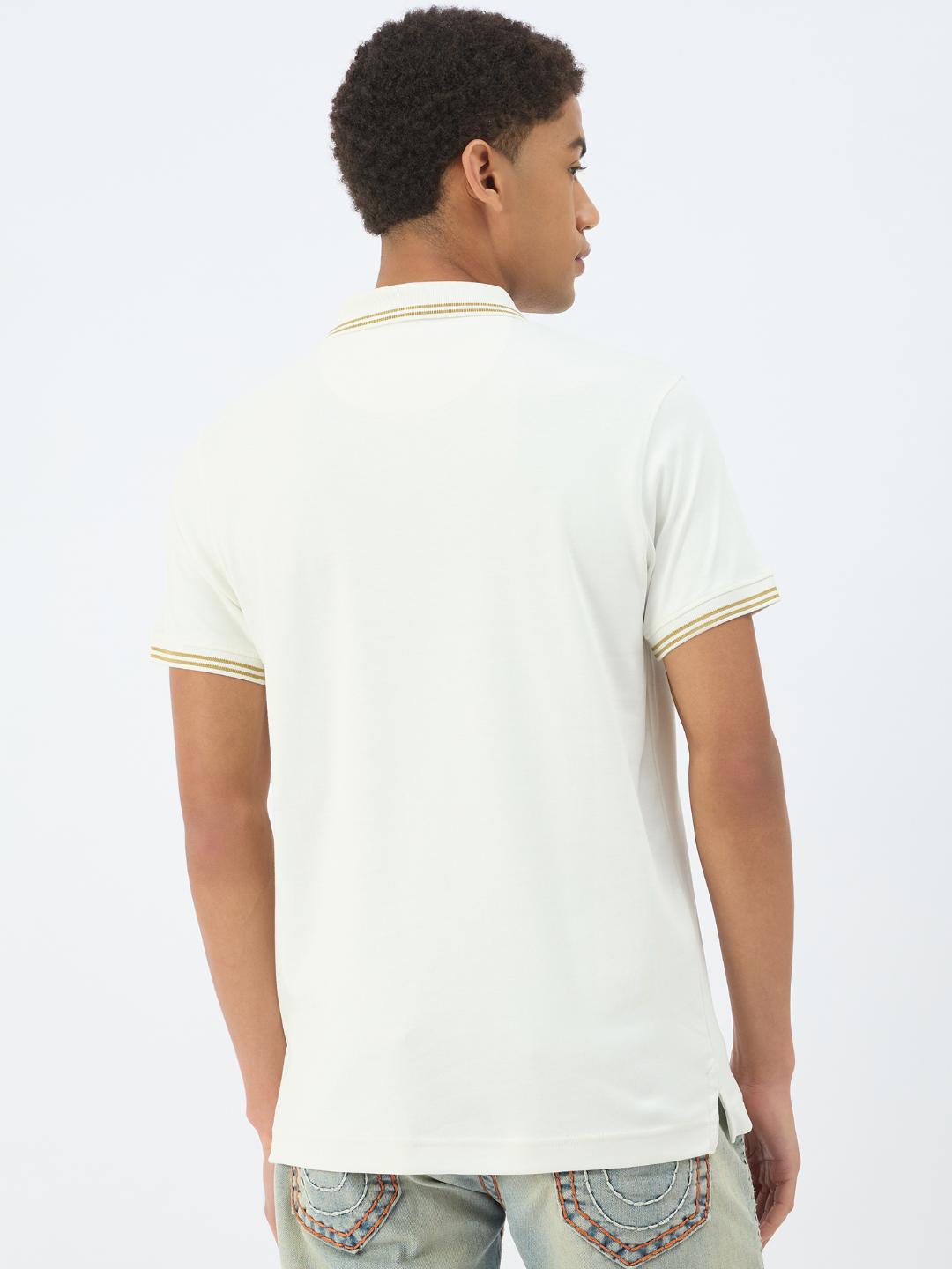 True Religion Men Cream Solid Polo Tshirt