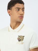 True Religion Men Cream Solid Polo Tshirt