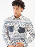 True Religion Men Blue Printed Collar Shirt