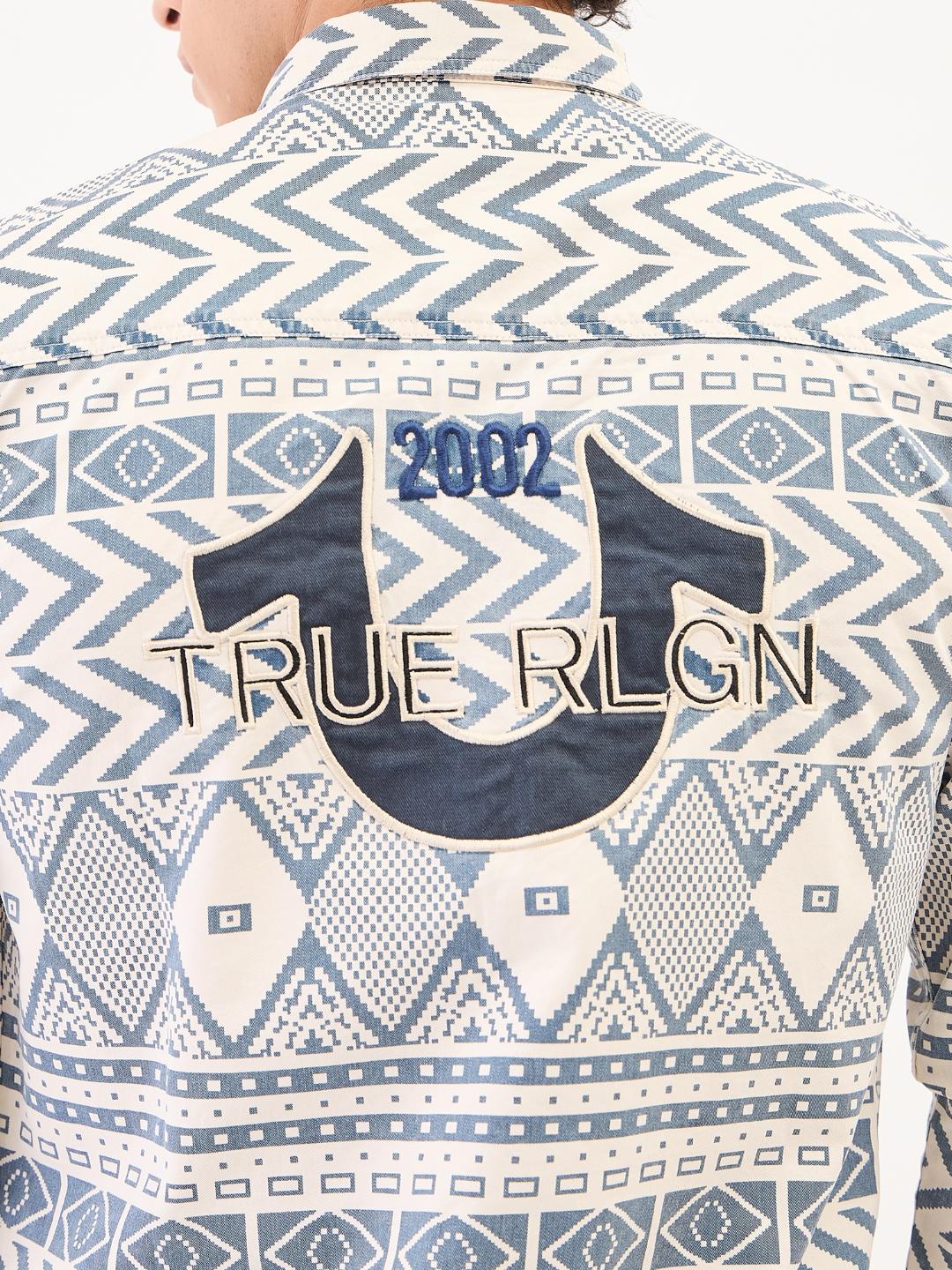 True Religion Men Blue Printed Collar Shirt