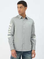 True Religion Men Grey Solid Collar Shirt