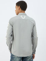 True Religion Men Grey Solid Collar Shirt