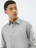 True Religion Men Grey Solid Collar Shirt