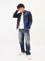 True Religion Men Blue Solid Collar Shirt