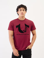 True Religion Men Red Solid Round Neck Tshirt