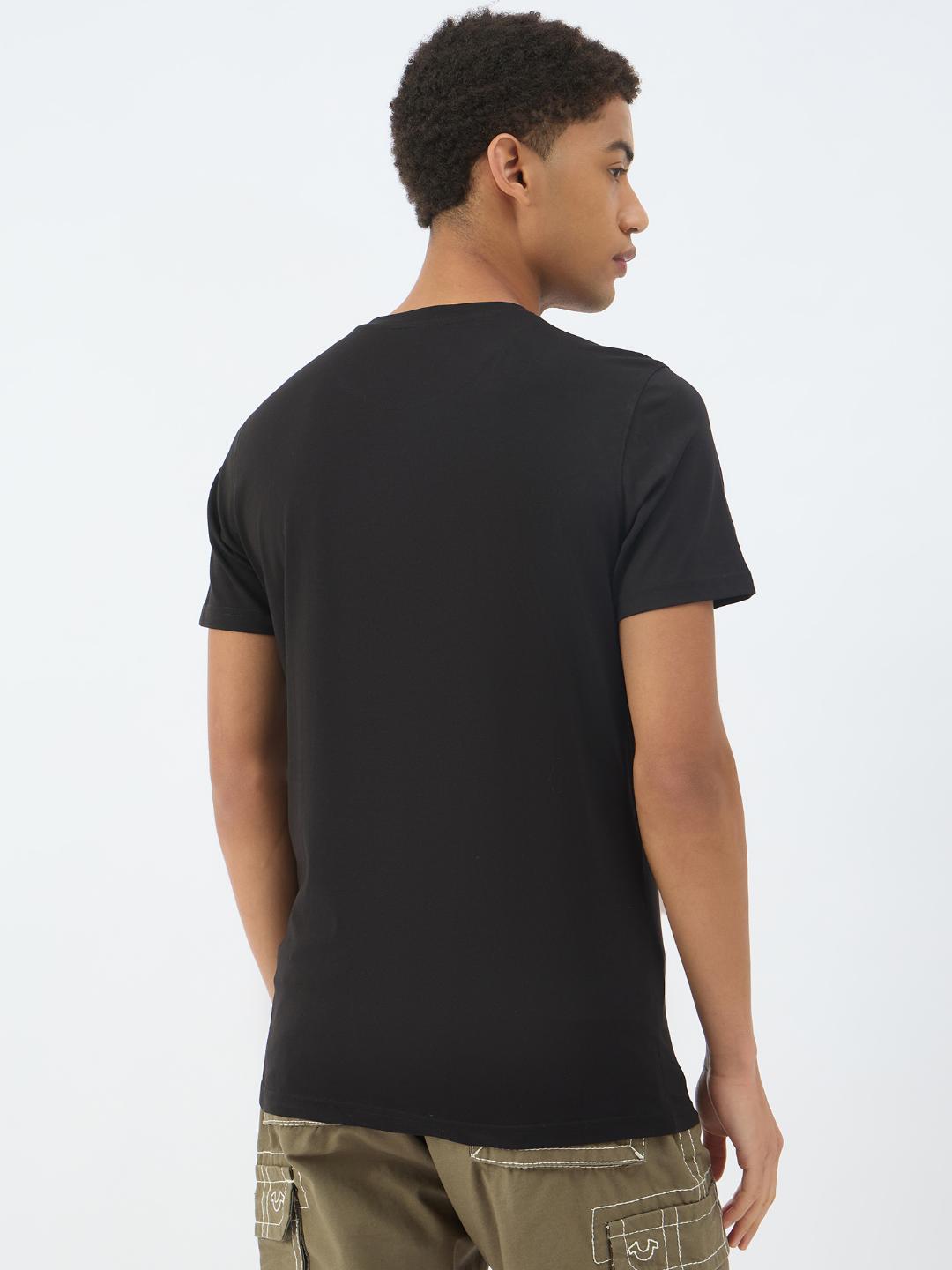 True Religion Men Black Solid Round Neck Tshirt