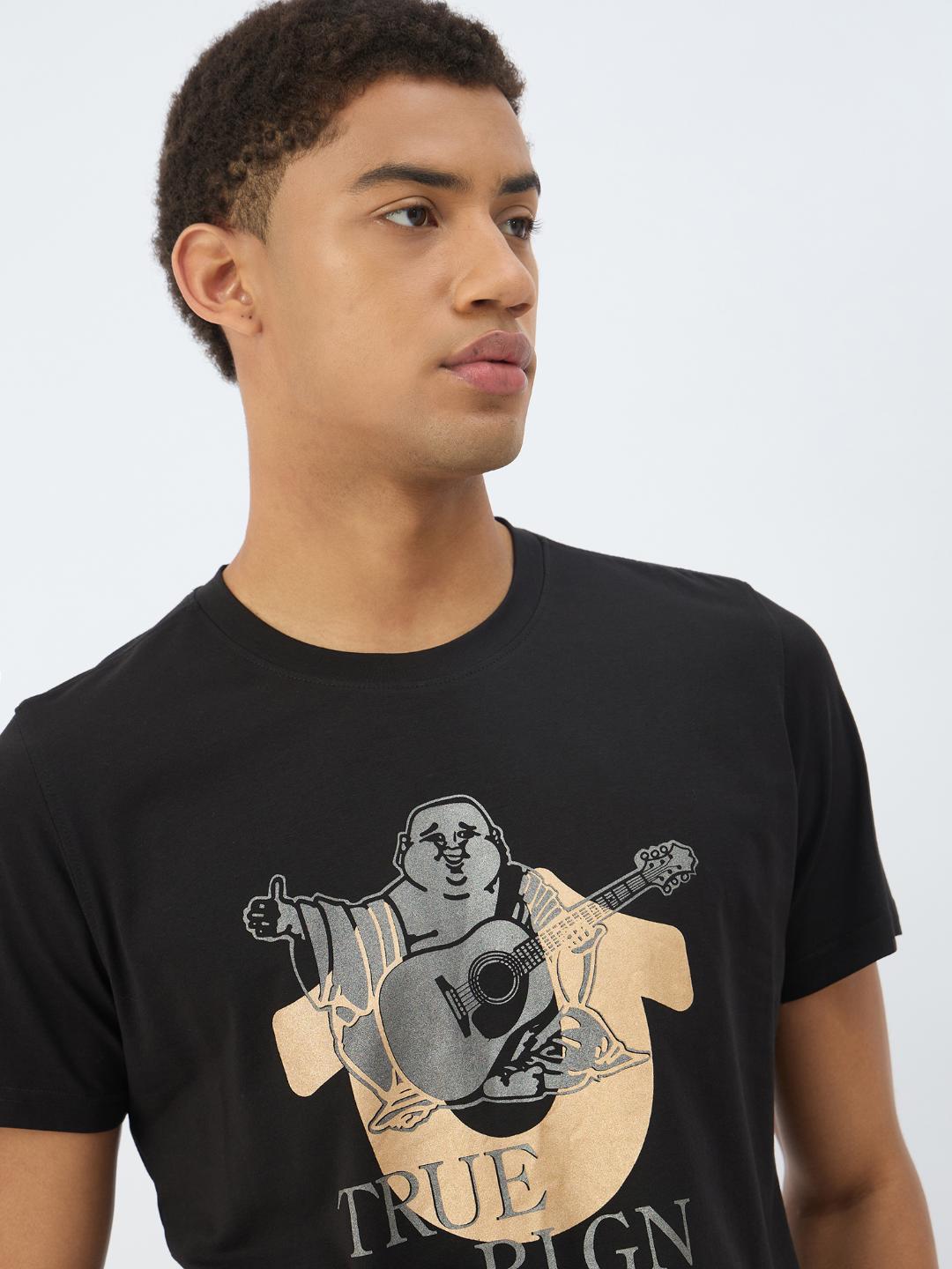 True Religion Men Black Solid Round Neck Tshirt