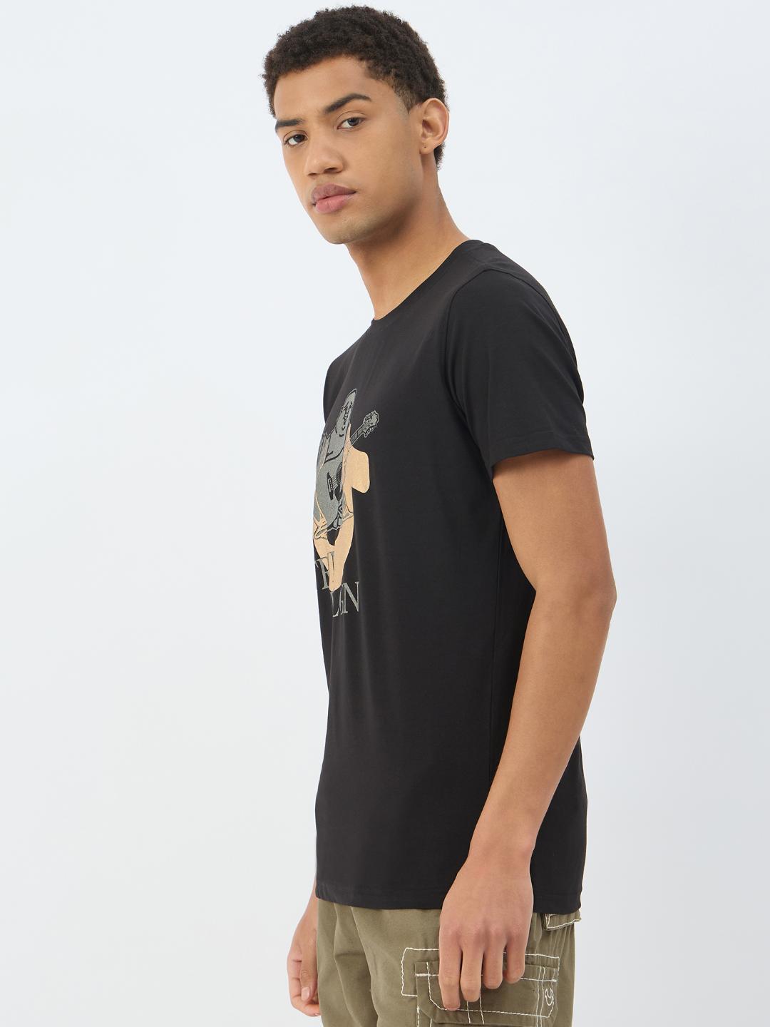 True Religion Men Black Solid Round Neck Tshirt