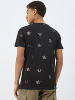 True Religion Men Black Solid Round Neck Tshirt