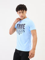 True Religion Men Blue Solid Round Neck Tshirt