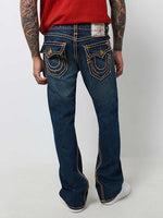True Religion Men ROPE STITCH Joey Flared Fit Dark Wash Jeans