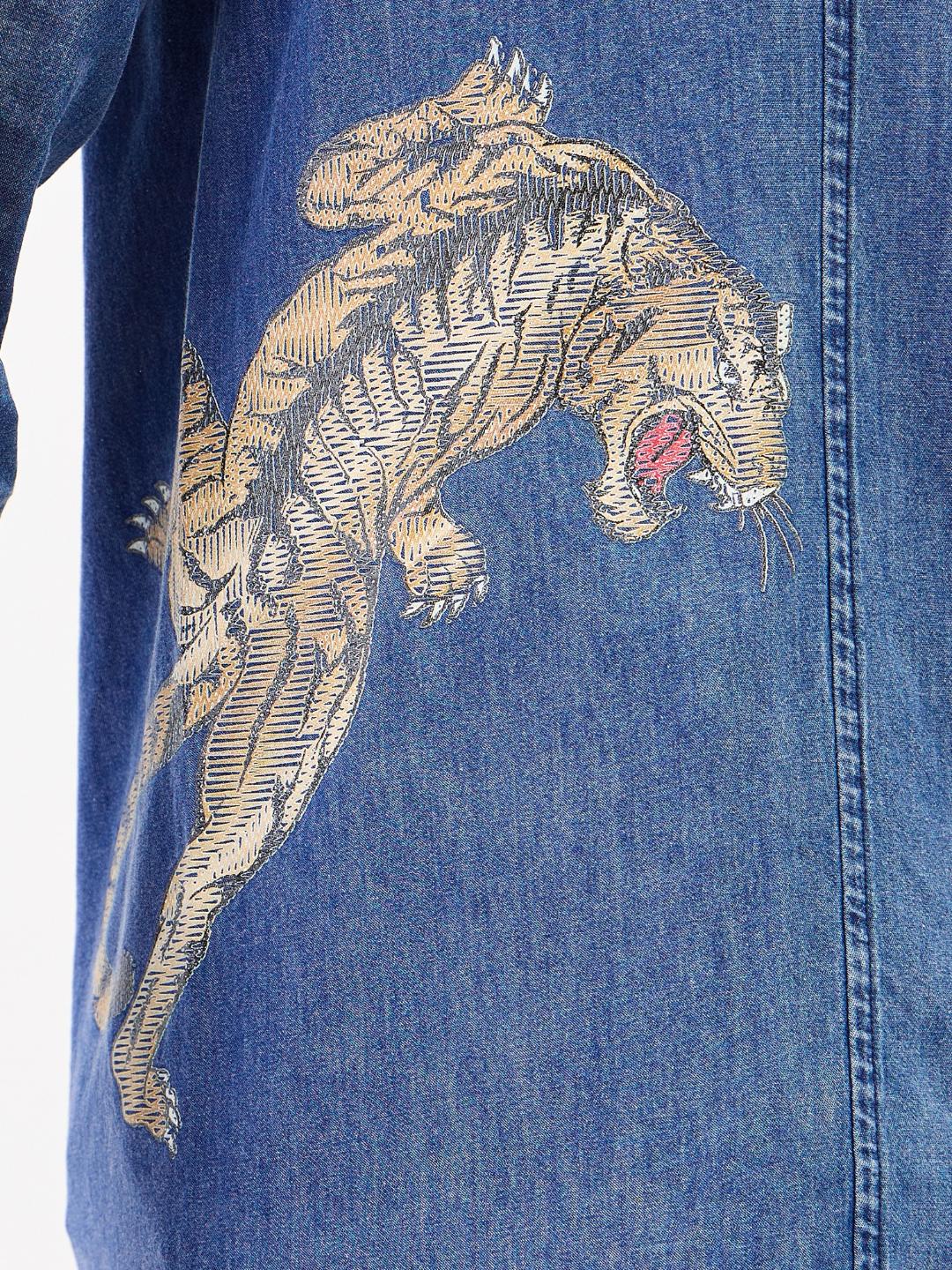 True Religion Men Blue Solid Collar Shirt