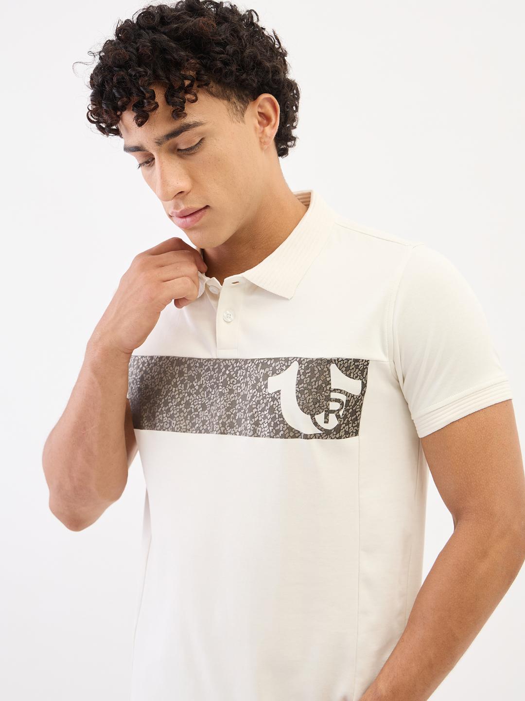 True Religion Men Cream Solid Polo Tshirt