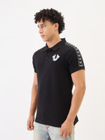 True Religion Men Black Solid Polo Tshirt