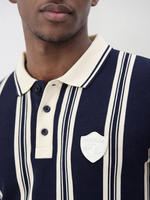 True Religion Men Navy Blue Striped Regular Fit Polo T-Shirt