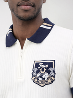 True Religion Men Cream Solid Regular Fit Polo T-Shirt