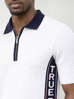 True Religion Men White Solid Regular Fit Pure Cotton Polo T-Shirt