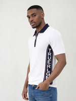True Religion Men White Solid Regular Fit Pure Cotton Polo T-Shirt