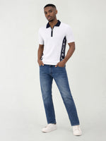 True Religion Men White Solid Regular Fit Pure Cotton Polo T-Shirt