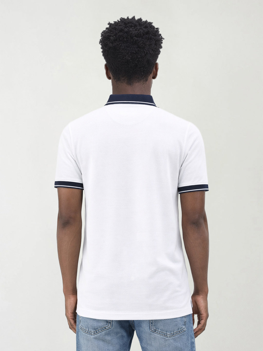 True Religion Men White Solid Regular Fit Pure Cotton Polo T-Shirt