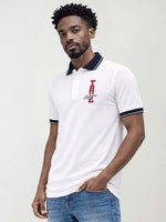 True Religion Men White Solid Regular Fit Pure Cotton Polo T-Shirt