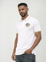 True Religion Men White Solid Regular Fit Pure Cotton Polo T-Shirt