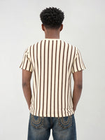 True Religion Men Beige Striped Regular Fit T-Shirt