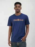 True Religion Men Blue Solid Regular Fit Pure Cotton T-Shirt