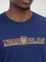 True Religion Men Blue Solid Regular Fit Pure Cotton T-Shirt