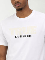 True Religion Men White Solid Regular Fit Pure Cotton T-Shirt