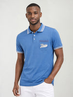 True Religion Men Blue Solid Regular Fit Polo T-Shirt