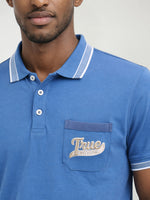 True Religion Men Blue Solid Regular Fit Polo T-Shirt