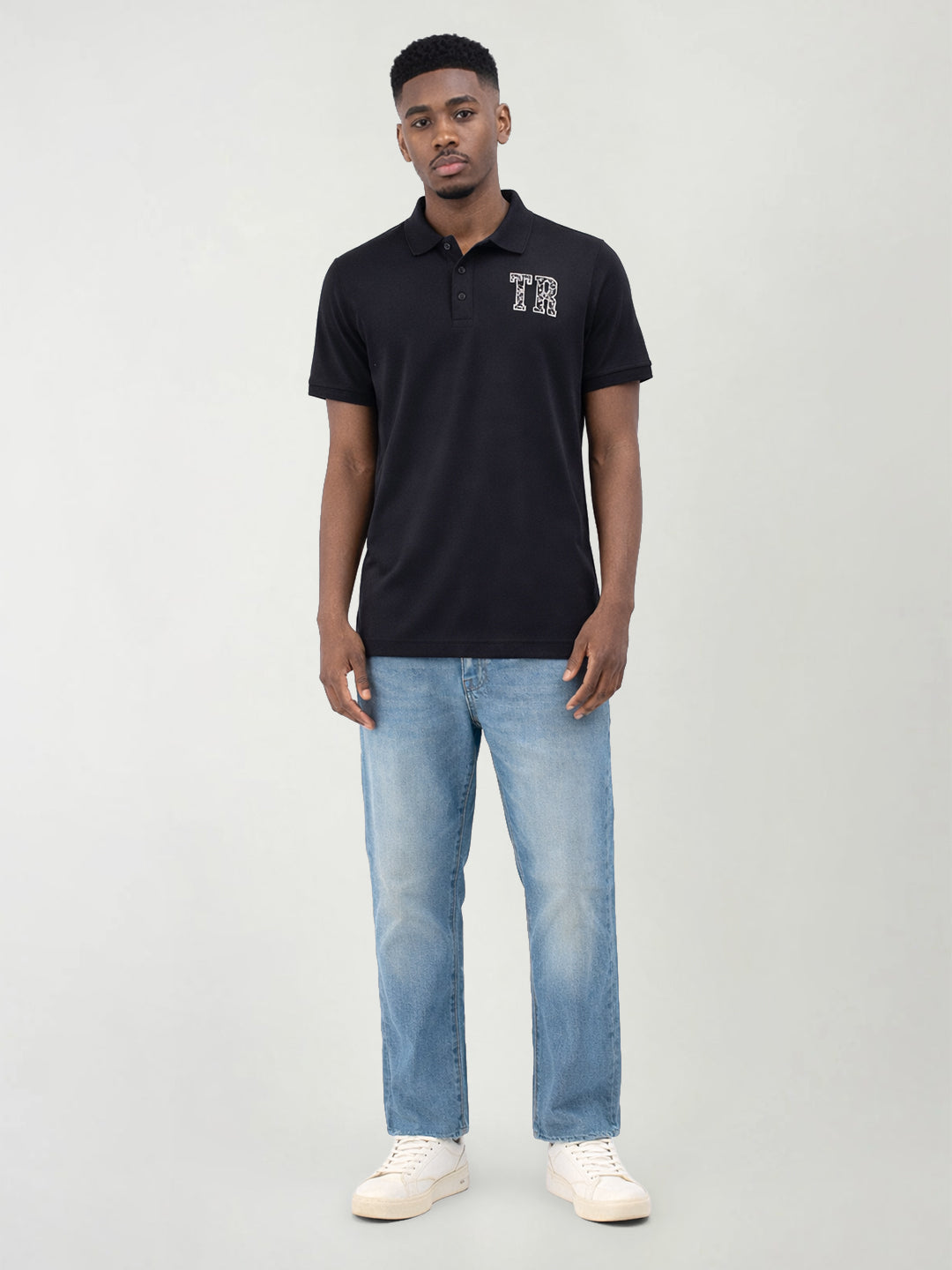 True Religion Men Black Solid Regular Fit Polo T-Shirt