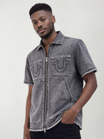 True Religion Men Grey Solid Regular Fit Shirt