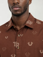 True Religion Men Brown Printed Regular Fit Shirt