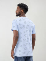 True Religion Men Blue Printed Regular Fit T-Shirt