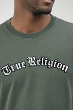 True Religion Men Green Solid Regular Fit T-Shirt