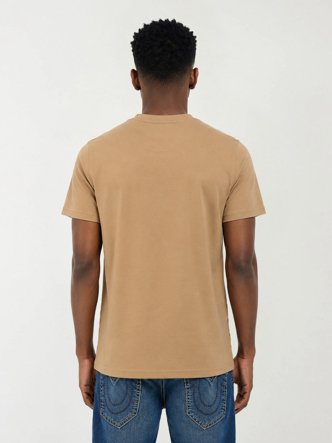 True Religion Men Khaki Printed Regular Fit T-Shirt