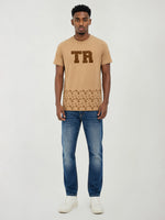 True Religion Men Khaki Printed Regular Fit T-Shirt