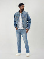 True Religion Men Blue Solid Straight Fit SN Ricky Jeans