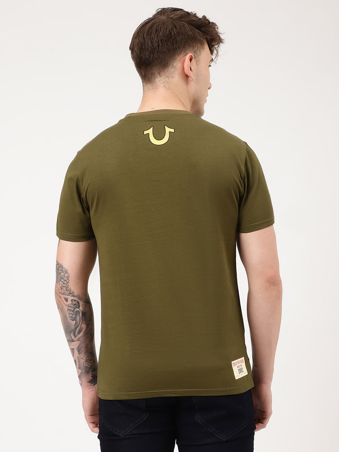 True Religion Martini Olive Printed Regular Fit T-Shirt