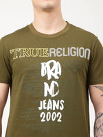 True Religion Martini Olive Printed Regular Fit T-Shirt