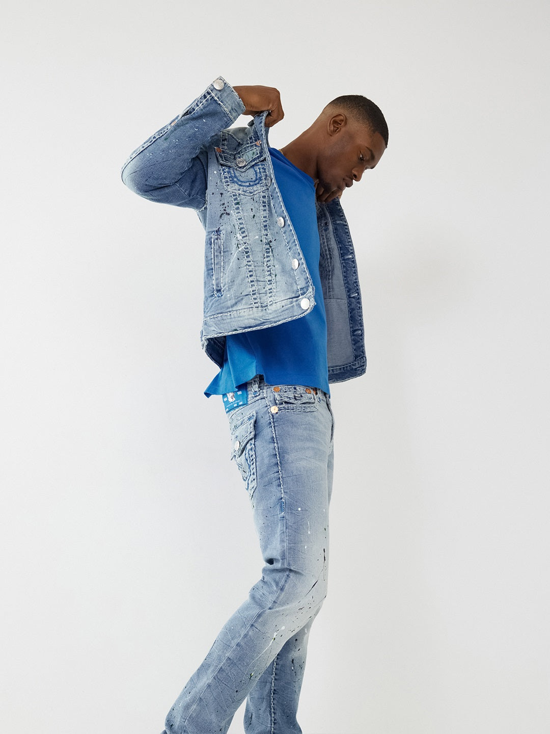 True Religion Men Black Washed Collar Jacket