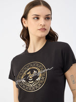 True Religion Women Black Round Neck Tshirt
